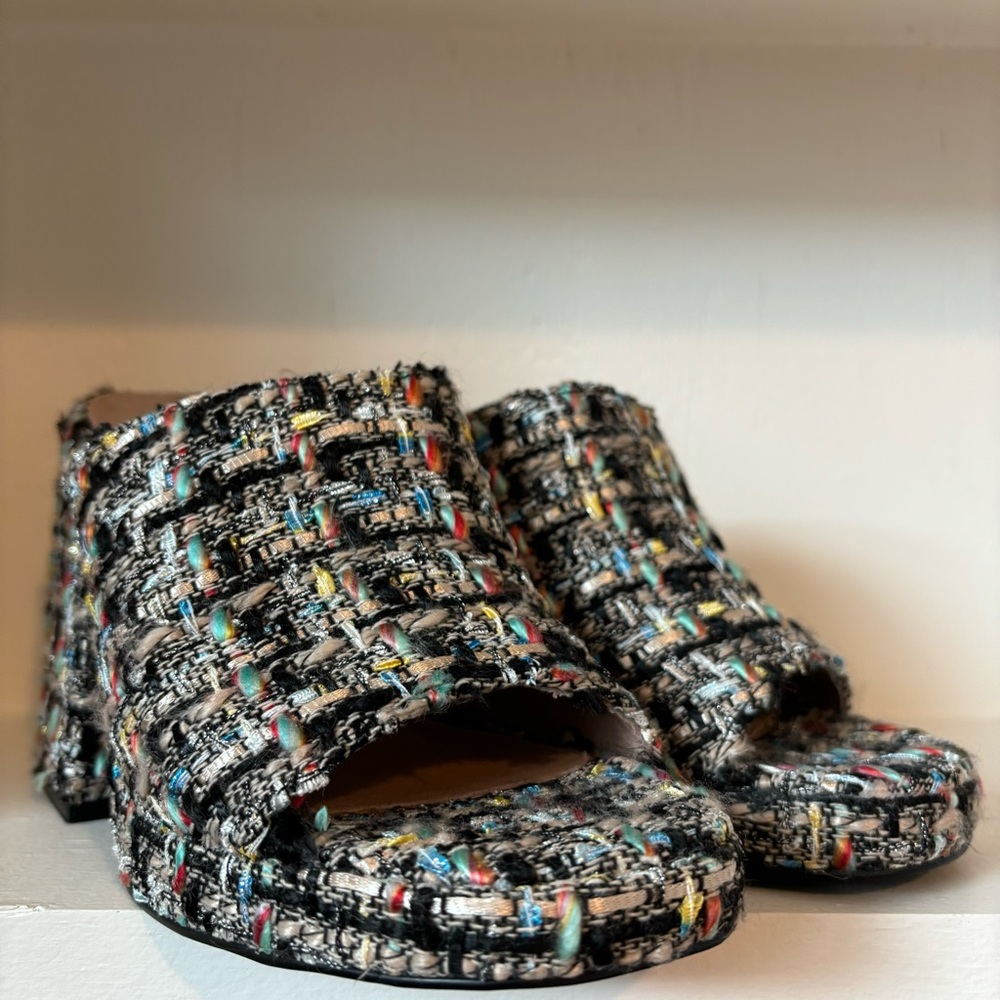 Steve Madden Multicolor Tweed Chunky Mule Heel Y2K 90’s Size 7